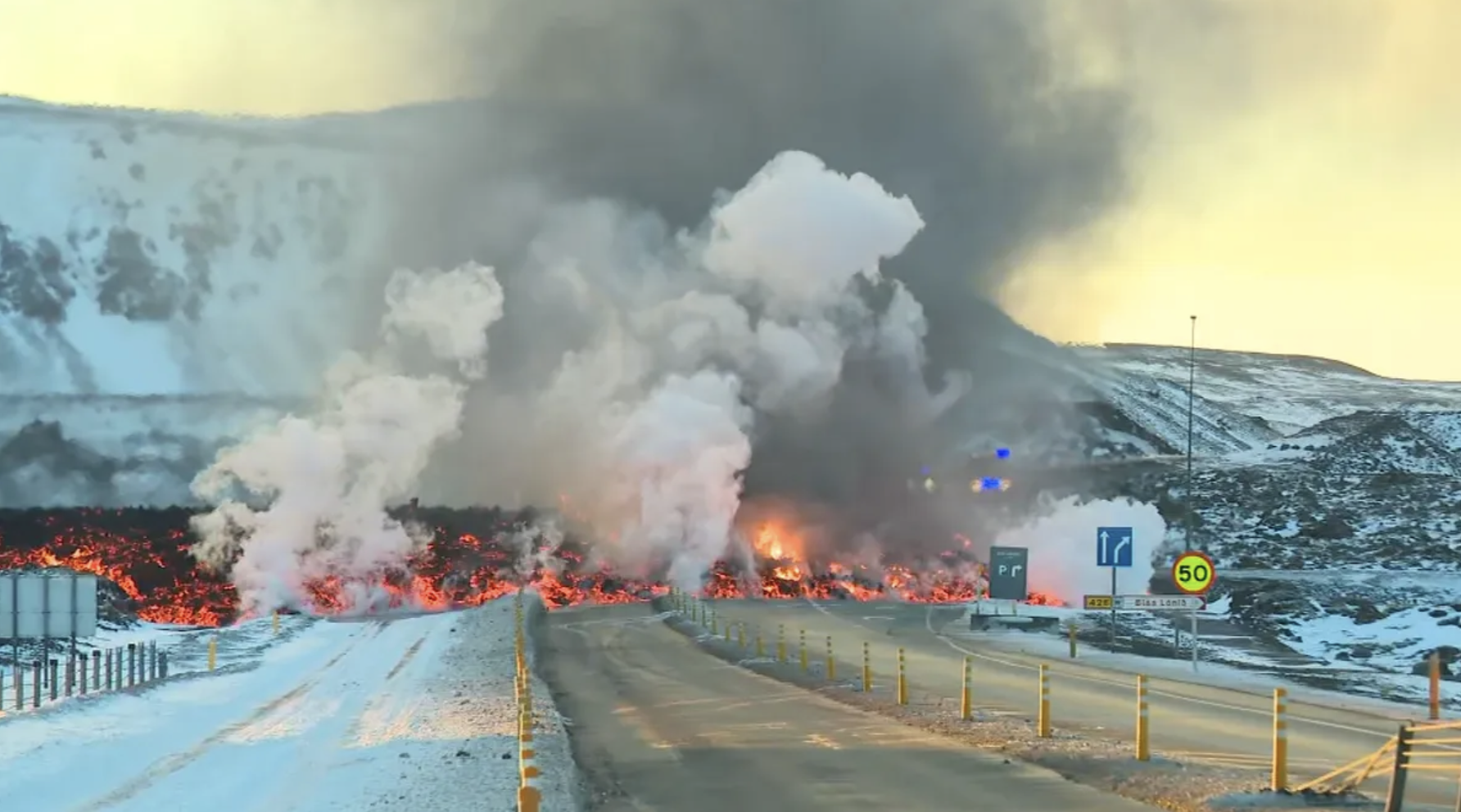 Vulkanausbruch Island, 08.Februar 2024. Foto credit: RÚV – Viðar Hákon Söruson