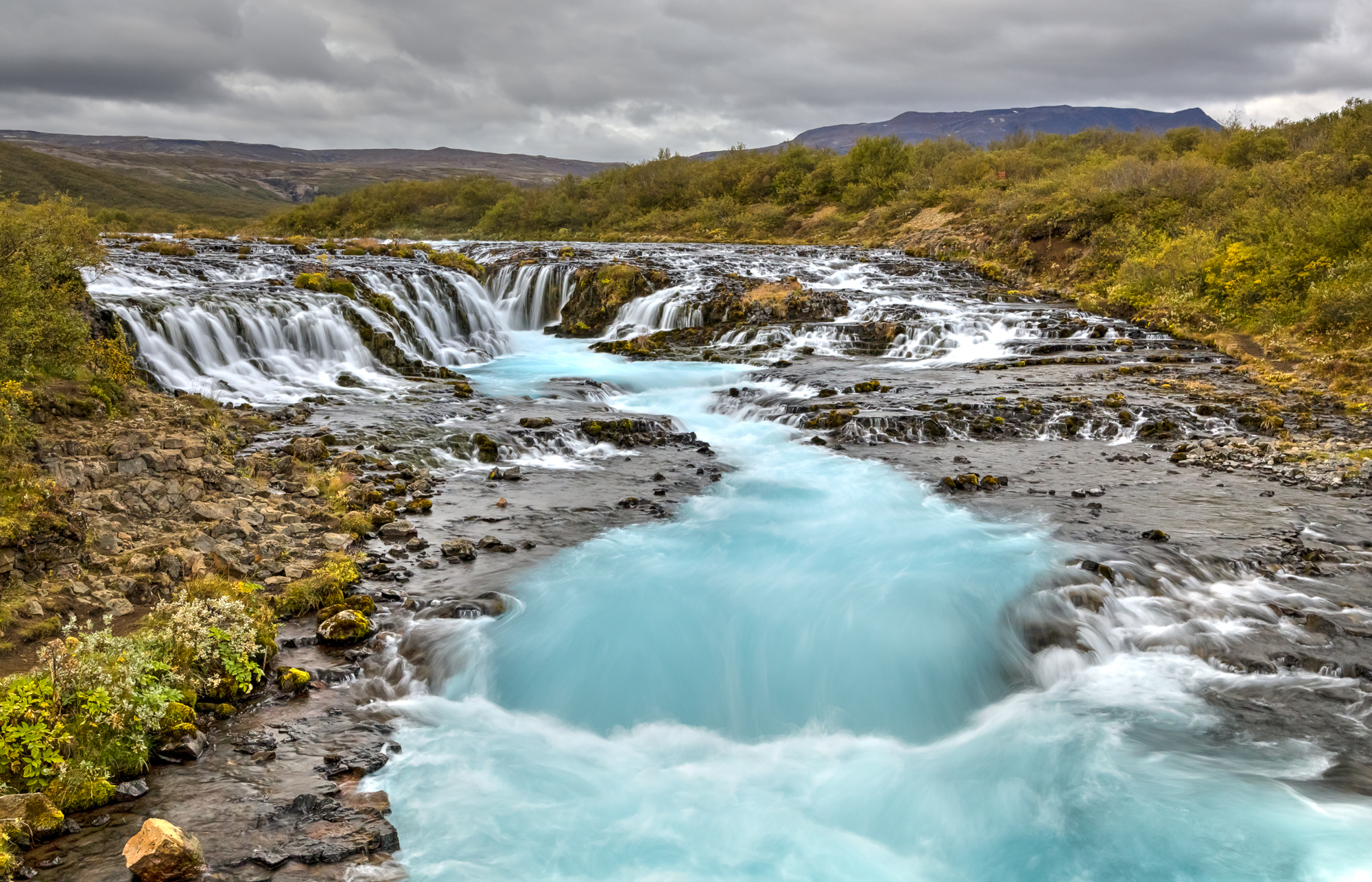 Island Wasserfall Bruarfoss, der Brückenwasserfall