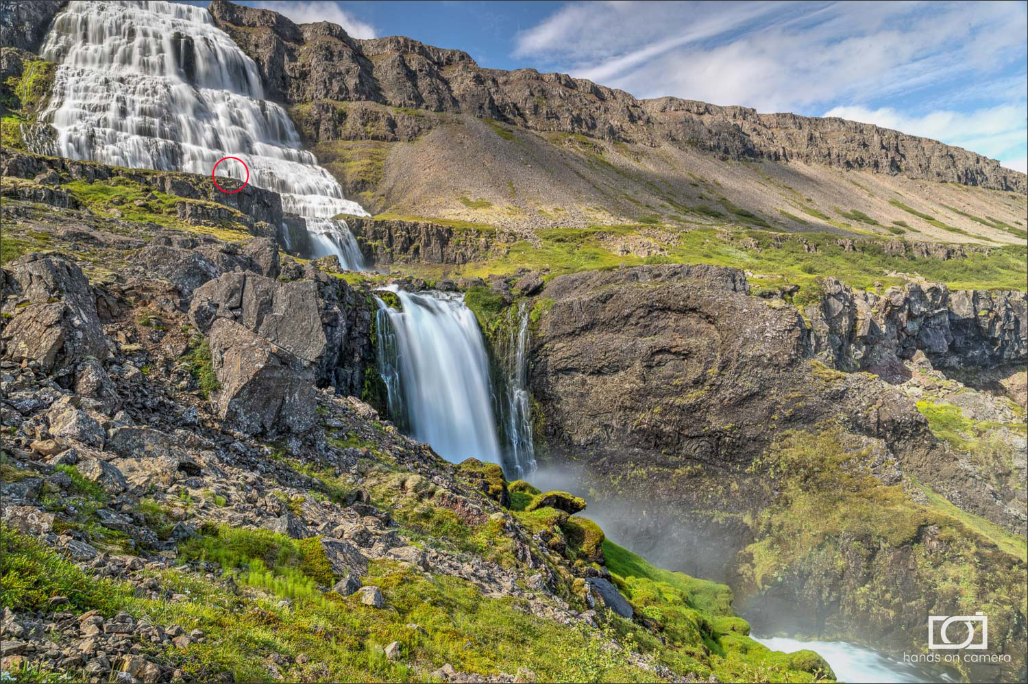 Island geführte Fotoreise. Der mächtige Wasserfall Dynjandi in den Westfjorden